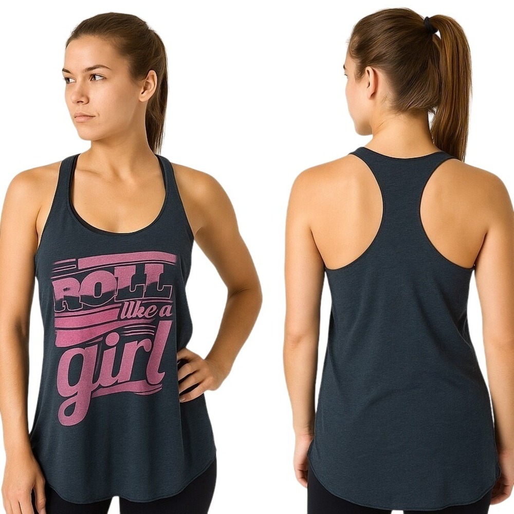 Choke Republic Womens‎ Tank Top Size S Roll Like A Girl Graphic Racerback